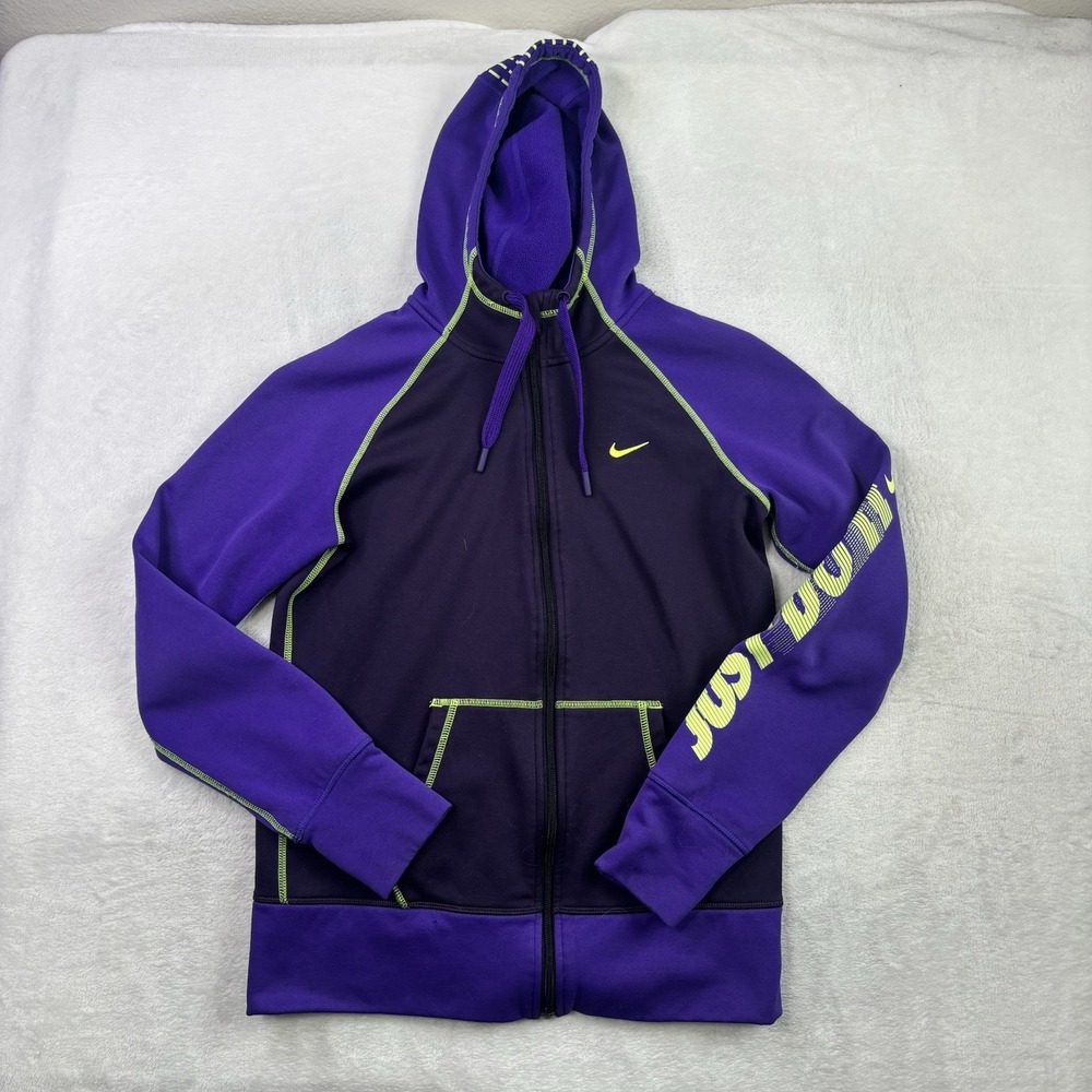 Nike Therma Fit Purple Green Full Zip Long Sleeve Hoodie Women's Medium